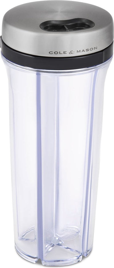 Cole Mason Saunderton shaker à herbes et épices - vide - récipient de conservation en verre - bouchon aspect acier inoxydable - dosage réglable
