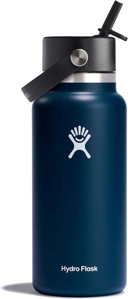 Gourde Hydro Flask à large ouverture avec bouchon en paille flexible (946 ml) - indigo
