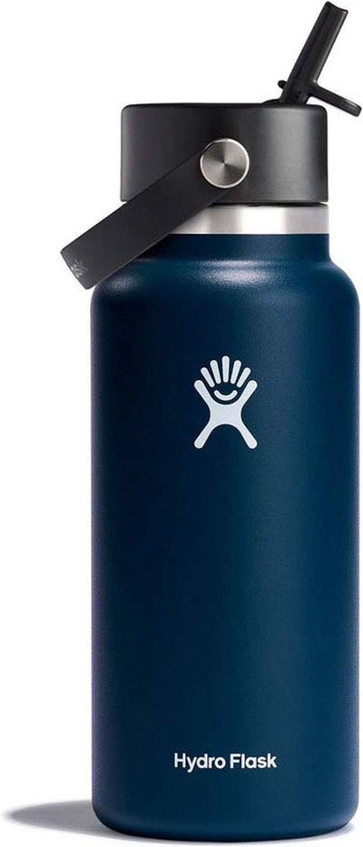 Gourde Hydro Flask à large ouverture avec bouchon en paille flexible (946 ml) - indigo