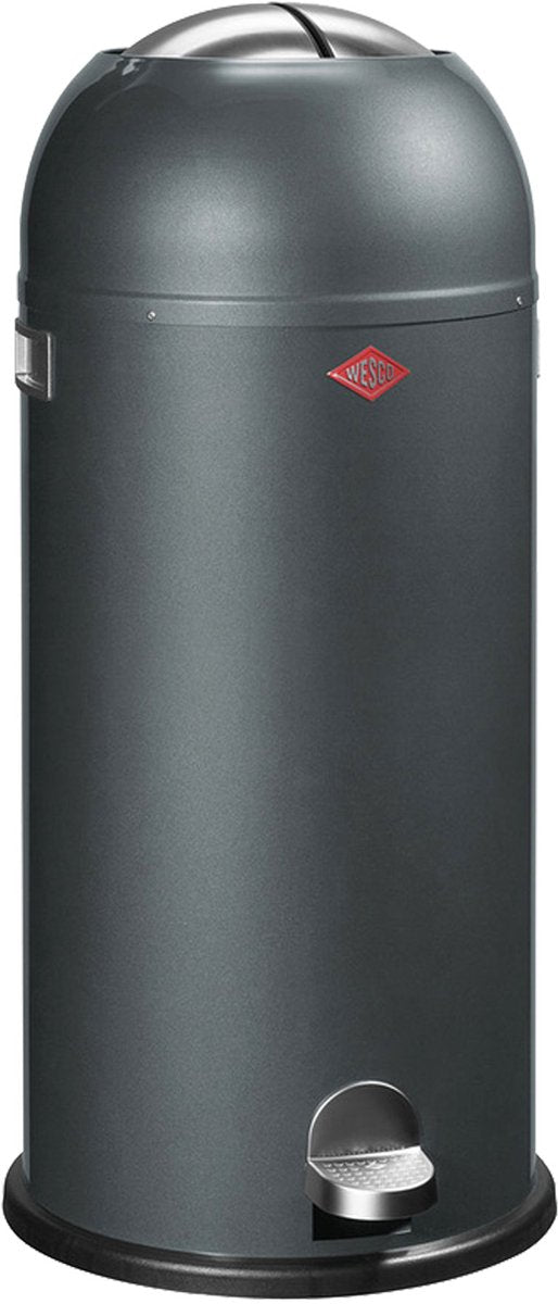 Wesco kickmaster maxi poubelle | poubelle à pédale | 40 litres | métal - graphite | poubelle - fabriquée en Allemagne
