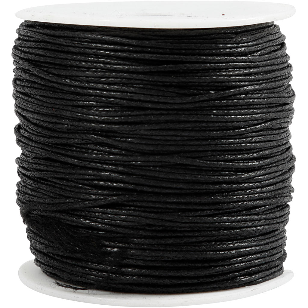 Cordon de coton de la compagnie Creativ, épaisseur 1 mm, noir, 100 m 1 boîte