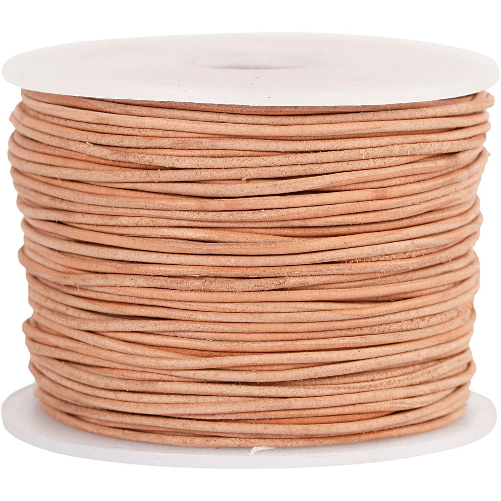 Cordon en cuir Creativ company, épaisseur 1 mm, beige, 50 m 1 rouleau