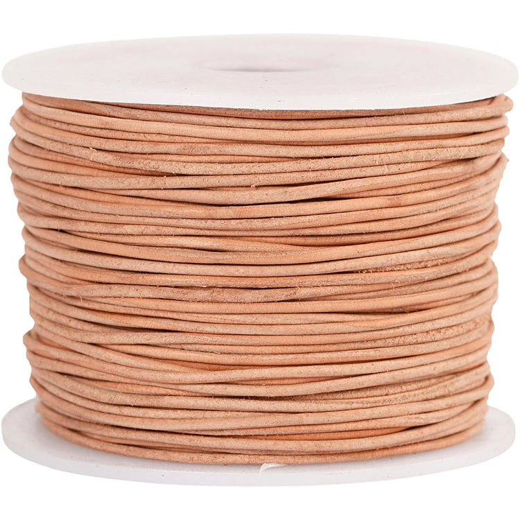 Cordon en cuir Creativ company, épaisseur 1 mm, beige, 50 m 1 rouleau