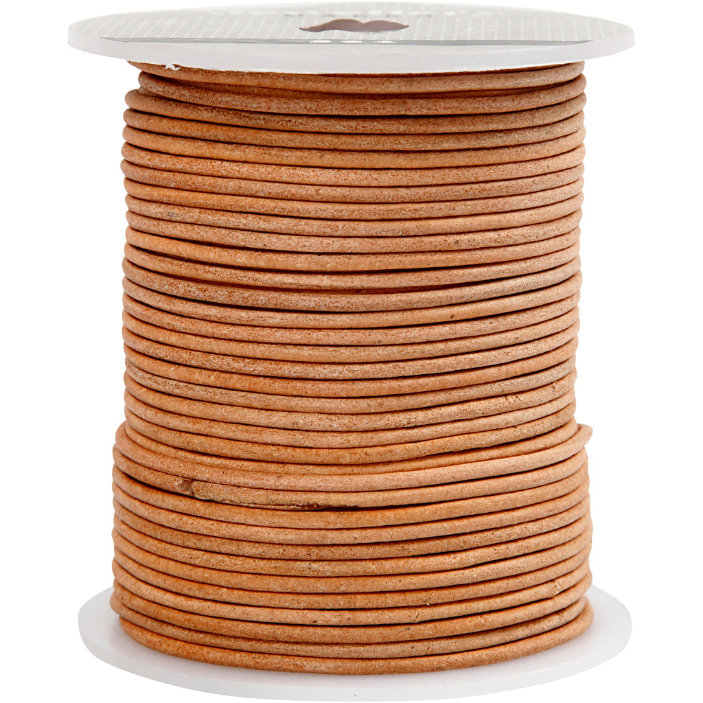 Cordon en cuir Creativ company, épaisseur 2 mm, beige, 50 m 1 rouleau
