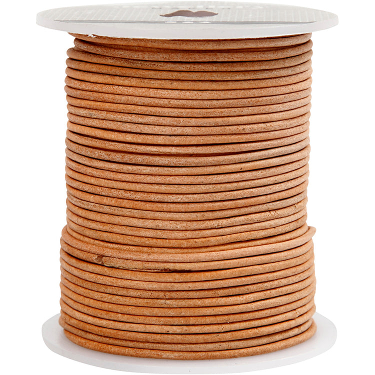 Cordon en cuir Creativ company, épaisseur 2 mm, beige, 50 m 1 rouleau