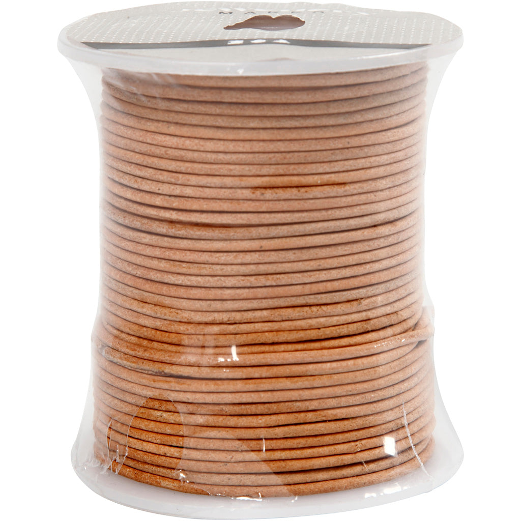 Cordon en cuir Creativ company, épaisseur 2 mm, beige, 50 m 1 rouleau