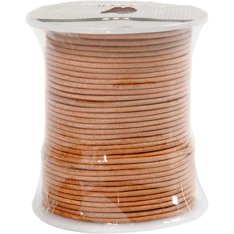 Cordon en cuir Creativ company, épaisseur 2 mm, beige, 50 m 1 rouleau