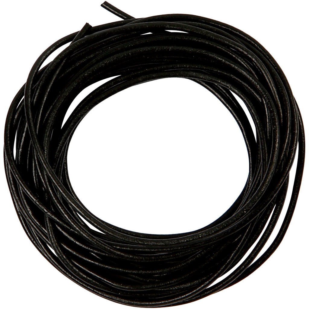Cordon en cuir Creativ company, épaisseur 2 mm, noir, 4 m 1 rouleau