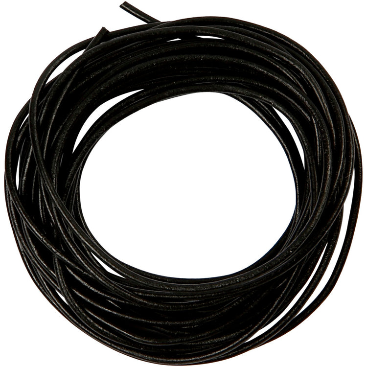 Cordon en cuir Creativ company, épaisseur 2 mm, noir, 4 m 1 rouleau