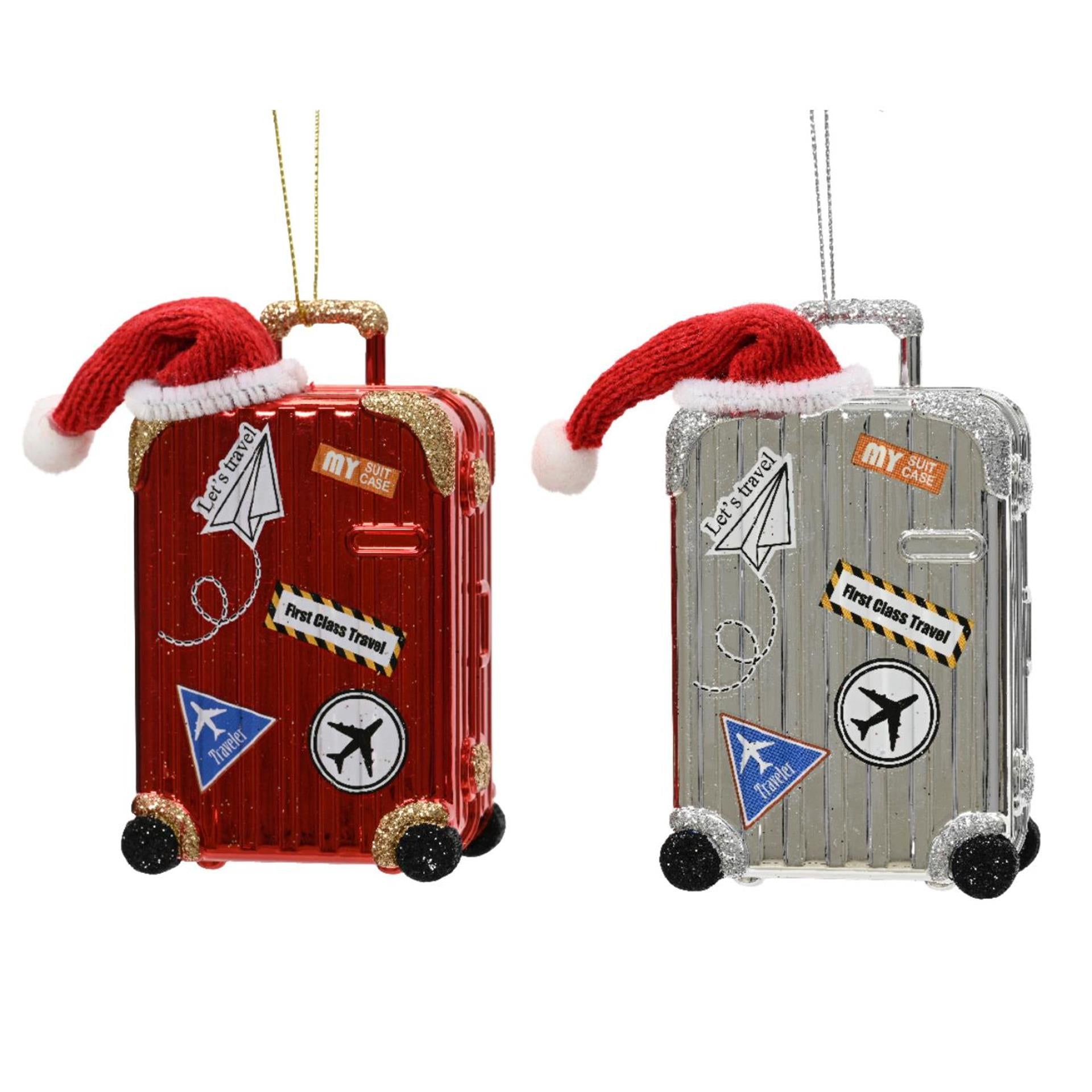 Valise pendentif de Noël Decoris 6,7x4,4x10,9cm