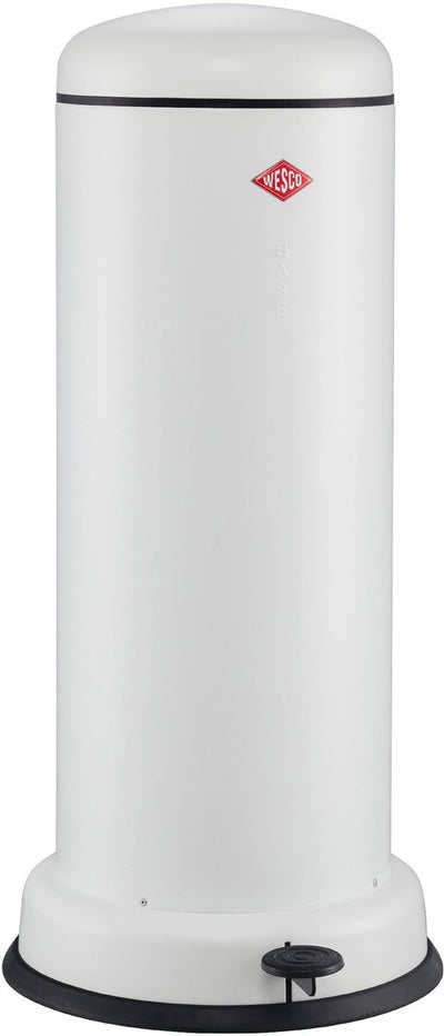 Wesco grande poubelle baseboy avec fermeture en douceur | 30 litres | métal - blanc mat | poubelle à pédale
