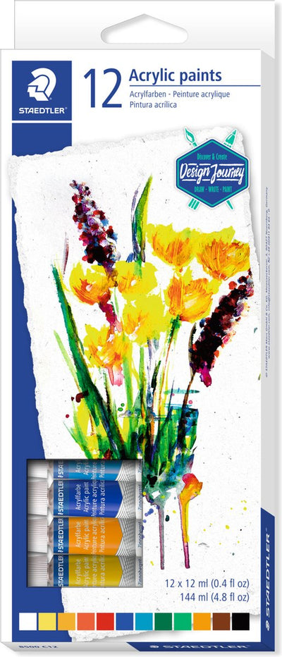 Staedtler design Journey - peinture acrylique karat - lot de 12 tubes 12 ml