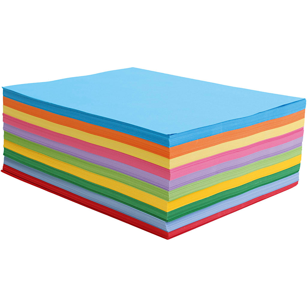 Papier créatif société Creativ, a4, 80 gr, différentes couleurs, 1000 feuilles 1 boîte
