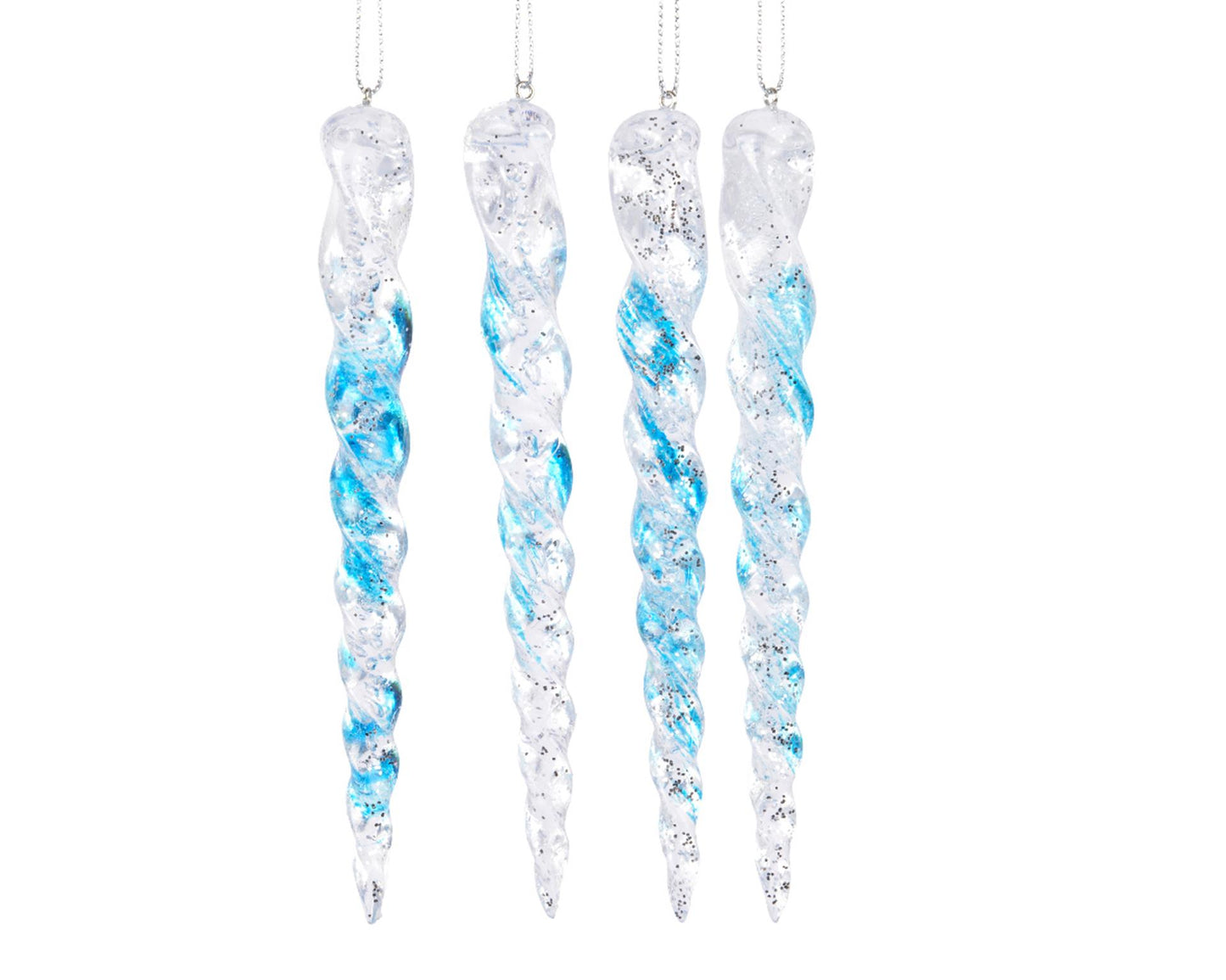 Decoris glaçon en plastique bleu glacier 15cm lot de 4