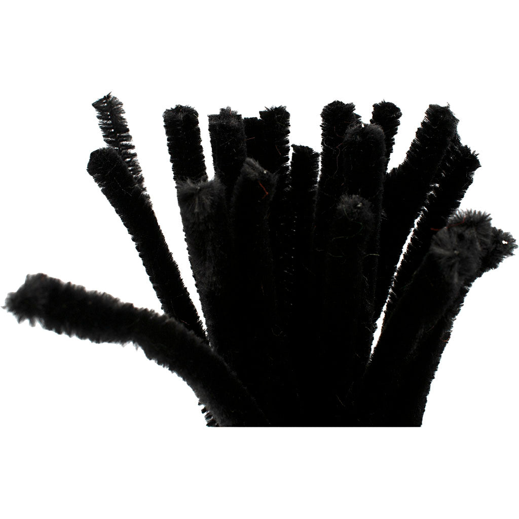 Creativ company chenille, l: 30 cm, épaisseur 9 mm, noir, 25 pièces 1 boîte