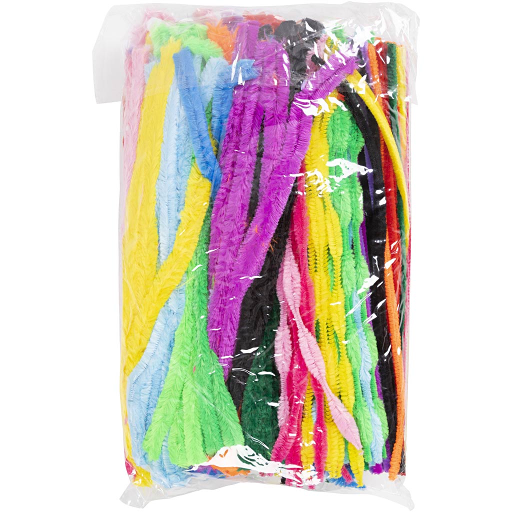 Creativ Company Chenille, L: 30 cm, épaisseur 6-15 mm, différentes couleurs, 500 DIV 1 Box