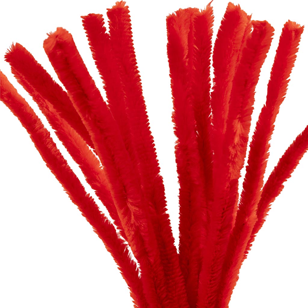 Creativ company chenille, l: 30 cm, épaisseur 15 mm, rouge, 15 pièces 1 boîte