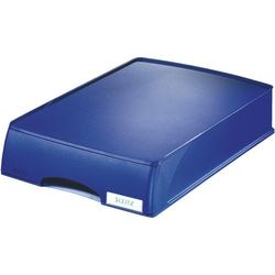Corbeille à courrier avec tiroir leitz plus pieds antidérapants en caoutchouc a4 234x325x53mm bleu
