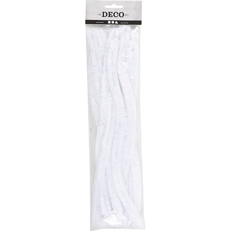 Creativ company chenille, l: 30 cm, épaisseur 15 mm, blanc, 15 pièces 1 boîte