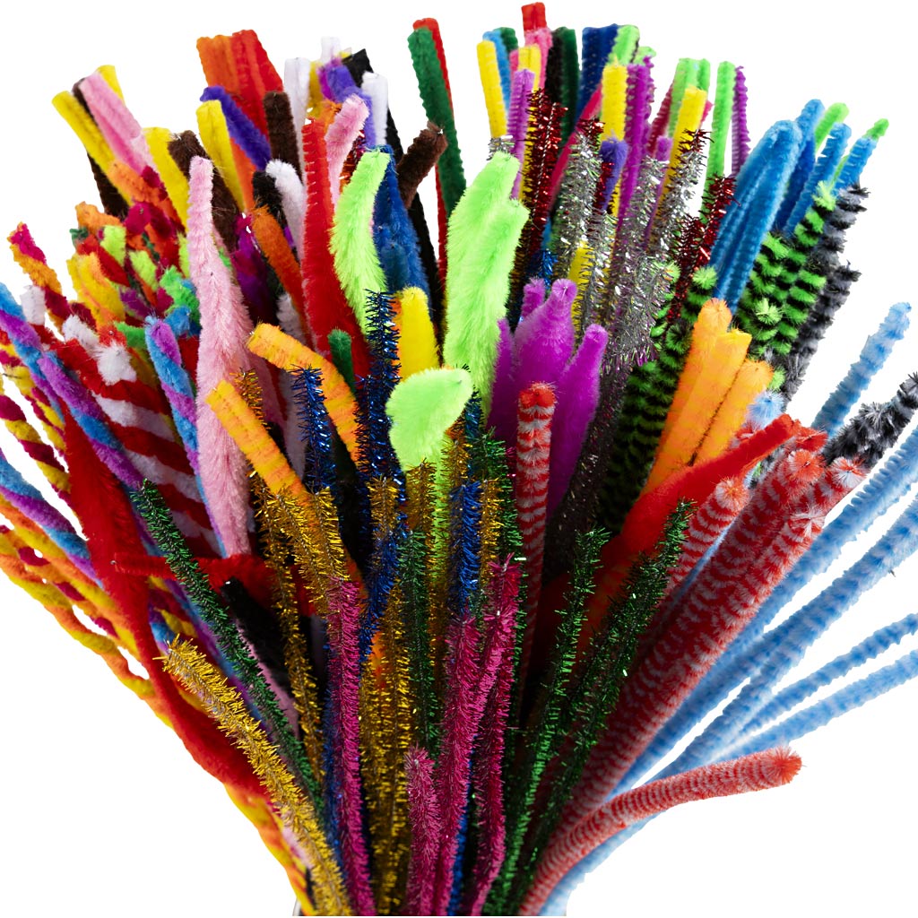 Creativ company chenille, l: 30,5 cm, épaisseur 4-6 mm, différentes couleurs, 250 div 1 boîte