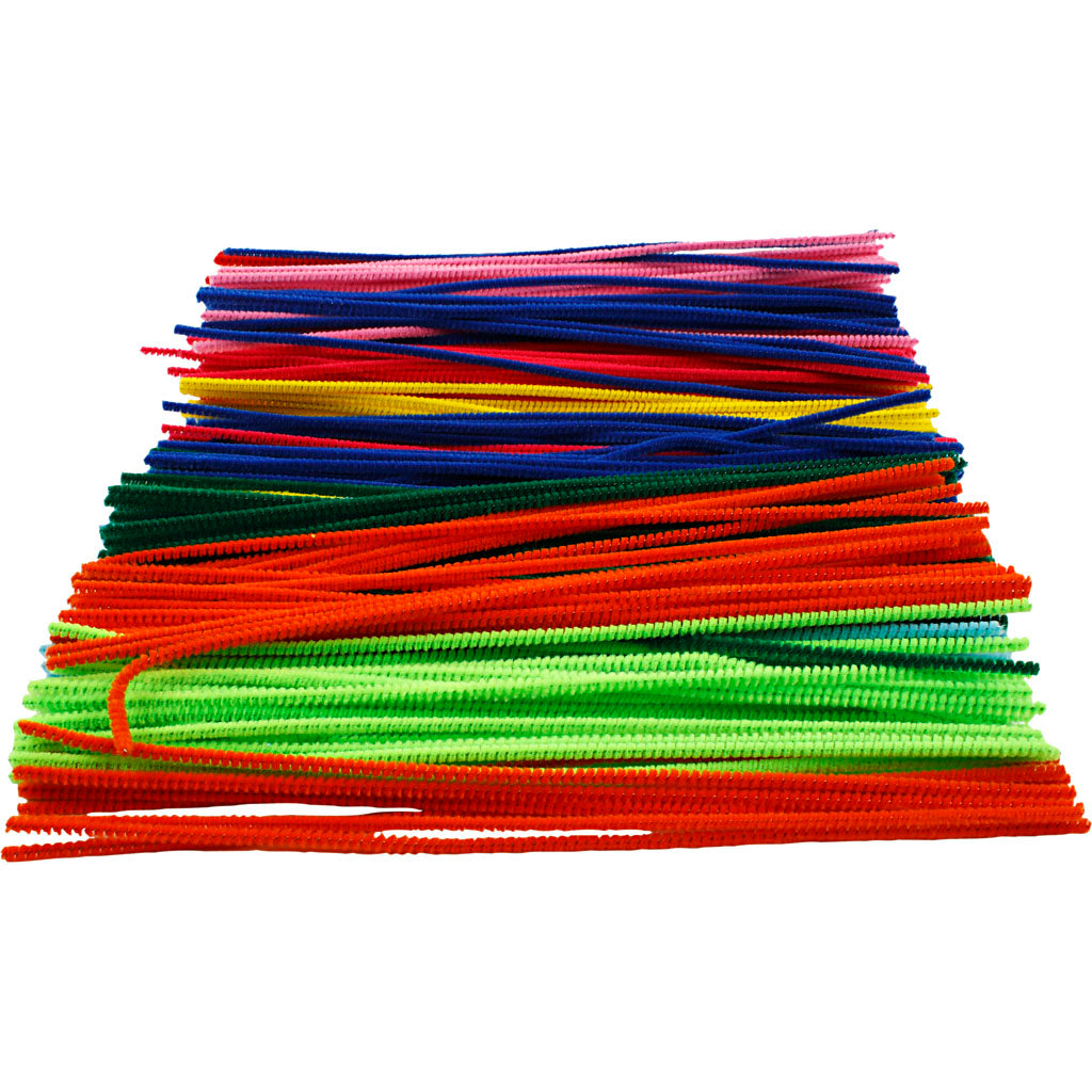 Chenille Creativ company, l: 30 cm, épaisseur 4 mm, différentes couleurs, 300 div 1 boîte