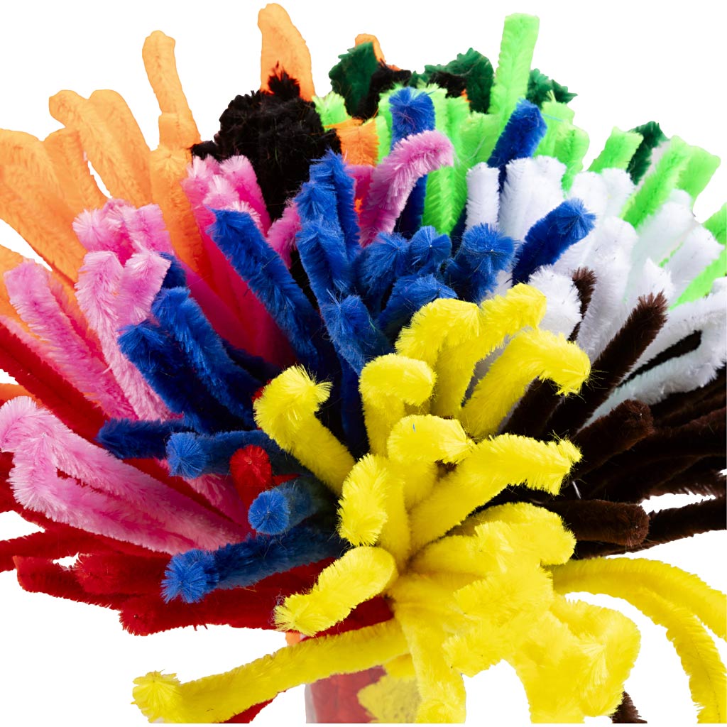 Creativ company chenille, l: 30 cm, épaisseur 15 mm, différentes couleurs, 200 div 1 boîte