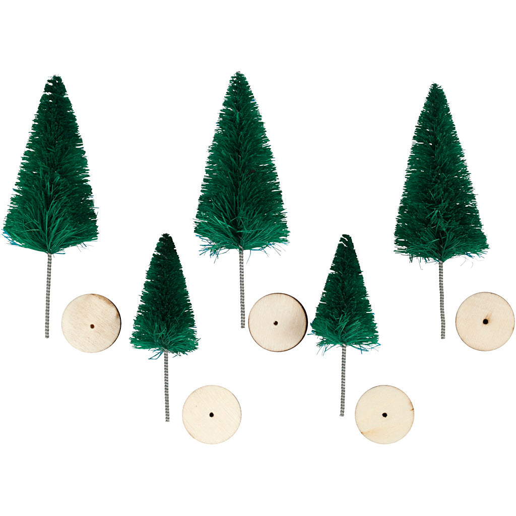 Sapins de Noël Creativ company, h: 40+60 mm, vert, 5 pièces 1 boîte