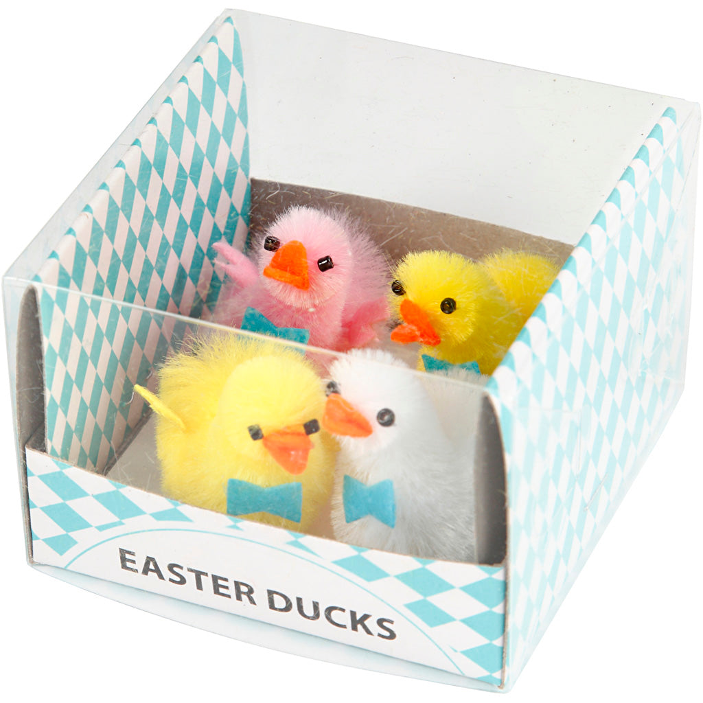 Canards Creativ company, h: 50 mm, rouge clair, blanc, jaune, 4 pièces 1 boîte