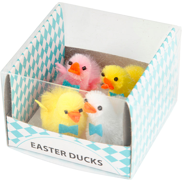Canards Creativ company, h: 50 mm, rouge clair, blanc, jaune, 4 pièces 1 boîte