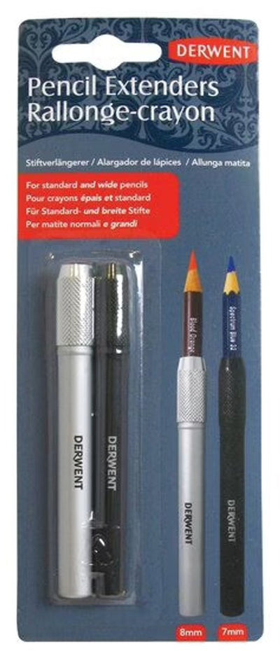 Rallonges de crayon Derwent - 2 tailles - adaptées aux stylos d'un diamètre de 7 millimètres et 8 millimètres - qualité professionnelle, lot de 2 pièces