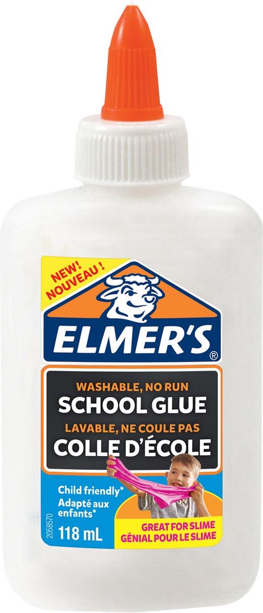 Colle PVA blanche d'Elmer's | 118 ml | lavable et adapté aux enfants | idéal pour faire du slime et du bricolage