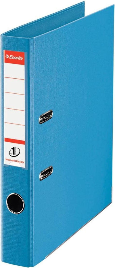 Classeur A4 en plastique Esselte no.1 power avec porte-étiquette - 2 anneaux - largeur de dos de 50 mm - capacité de 350 feuilles - bleu clair