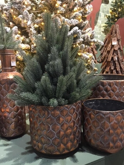 Ensemble de pots de fleurs Collections Naturelles 4 pièces en métal et plastique