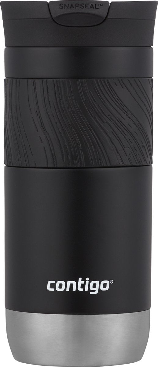 Tasse thermos Contigo byron snapseal - réglisse - 16oz - tasse isotherme en acier inoxydable, tasse à café à emporter, étanche, garde au chaud jusqu'à 7 heures, passe au lave-vaisselle couvercle sans BPA, 470 ml