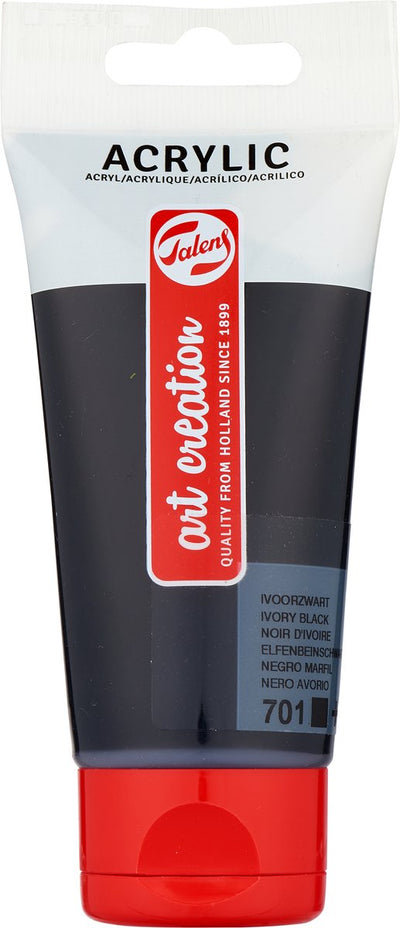 TALENS ART Création en acrylique Paint Tube 75 ml Ivory Black 701