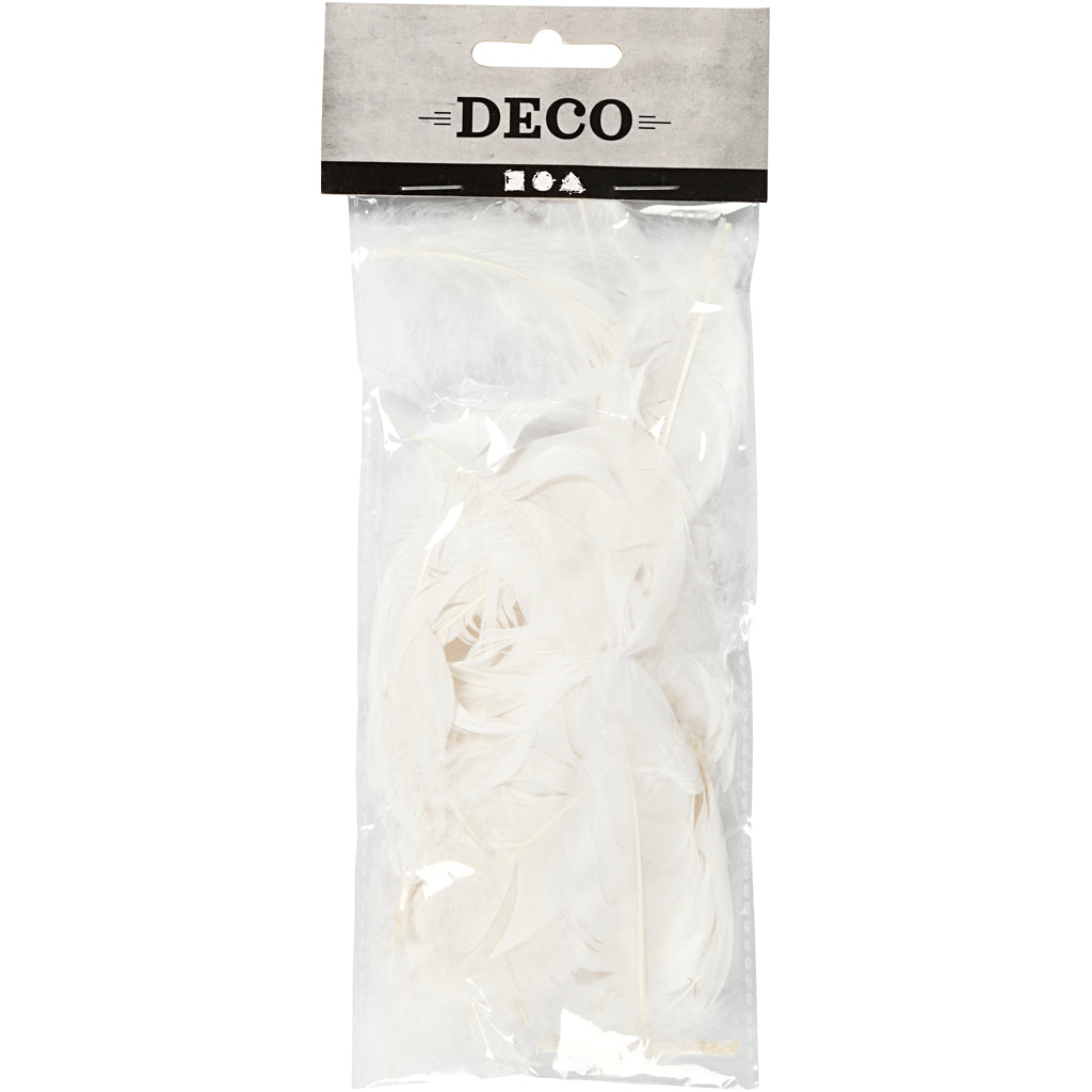 Plumes d'oie Creativ Company - rondes, L : 5-8 cm, env. 70 pièces, blanc, 3 g 1 boîte
