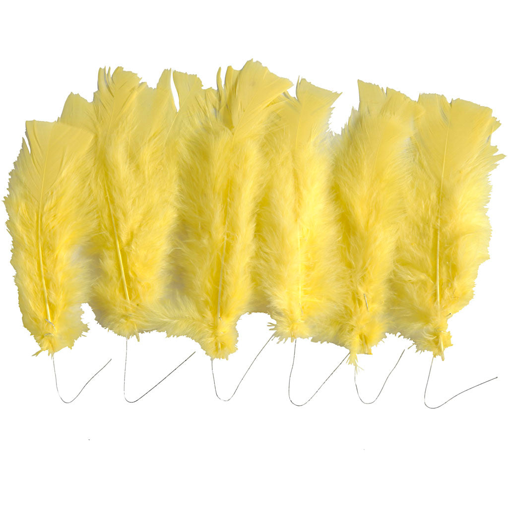 Plumes Creativ company, l: 11-17 cm, jaunes, 18 boules 1 boîte
