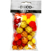 Pompons Creativ company, d 15+20 mm, orange, rouge, jaune, 48 div 1 boîte