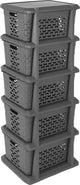 Branq - système de tiroirs - meuble avec 5 paniers - 24 x 29,5 x 80 cm - gris foncé