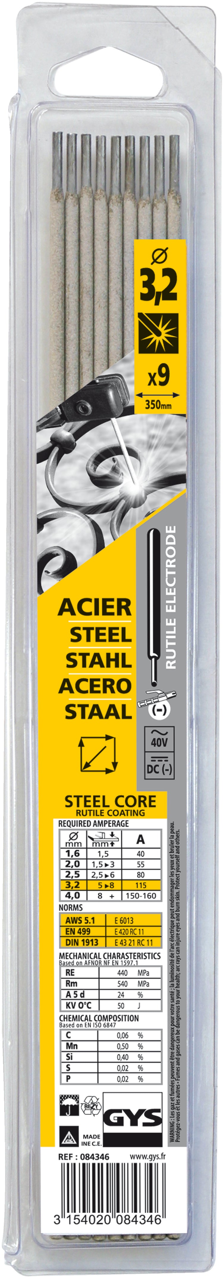 Electrodes Gys acier o3.2mm (x9) - 5193084346 5193084346