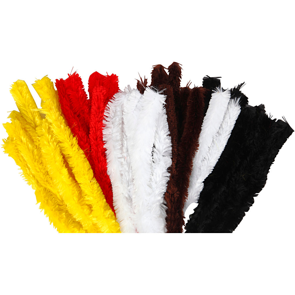 Creativ company chenille, l: 40 cm, épaisseur 30 mm, différentes couleurs, 48 pièces 1 boîte