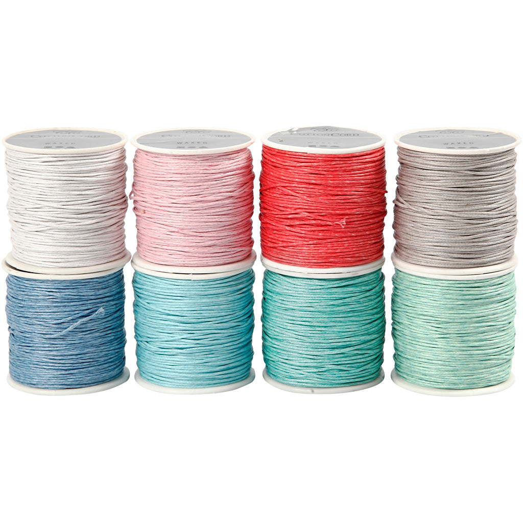 Cordon coton Creativ company, épaisseur 1 mm, différentes couleurs, 8x40 m 1 boîte