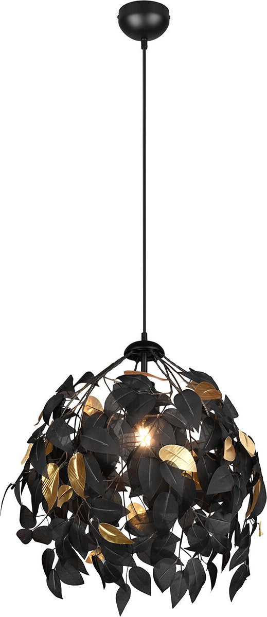 Rl live your light reality leavy - lustre - noir mat - excl. 1x e27 28 w - montage au plafond - protection des motifs - réglable en hauteur