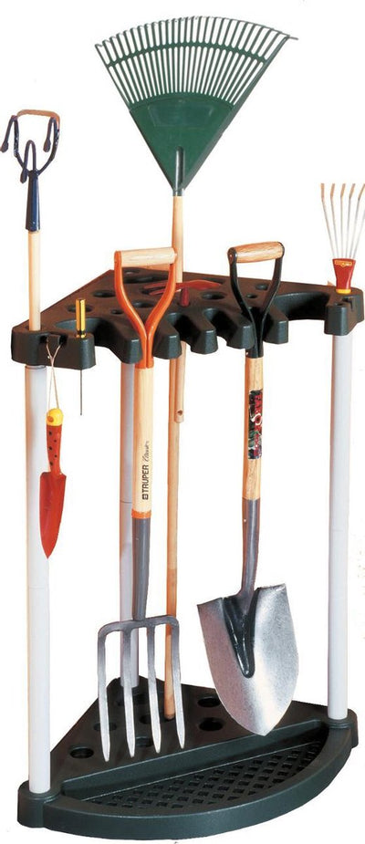 Support Curver Keter pour outils de jardin, support à outils d'angle, construction solide