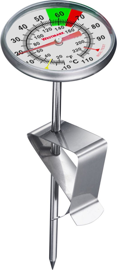 Thermomètre à lait Westmark - thermomètre de cuisine pratique pour faire mousser le lait, délicieuse mousse de lait pour le café, thermomètre barista avec clip - acier inoxydable, 12952270