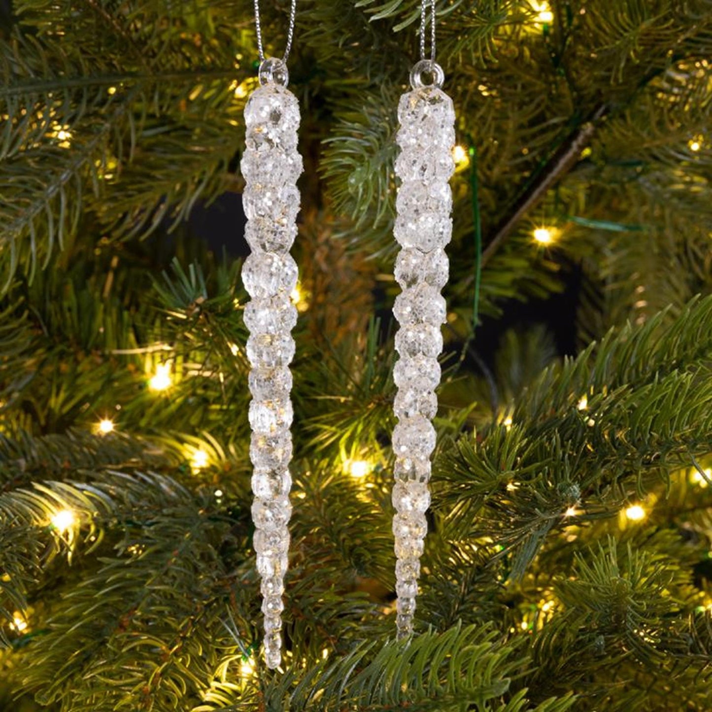 Decoris Pendentif de Noël glaçon paillettes 14cm 2 pcs.