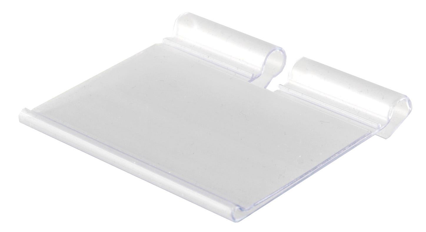 Matériau d'étagère porte-étiquette plastique largeur 6cm x hauteur 4cm