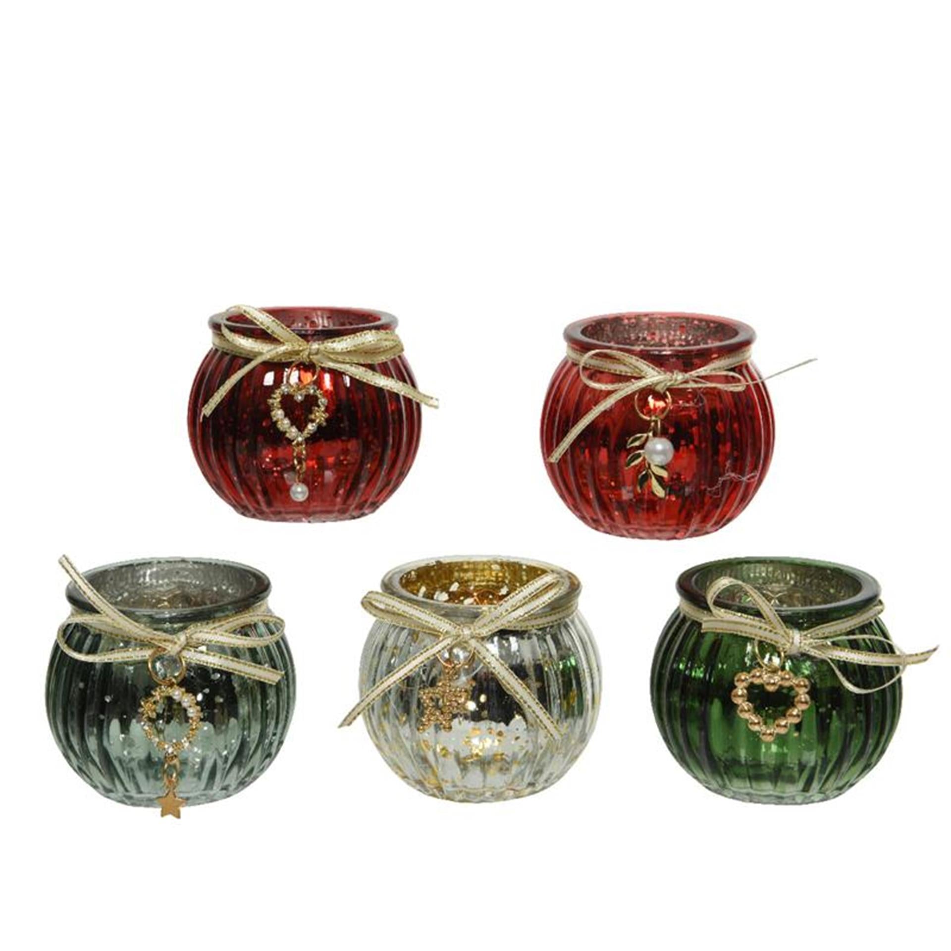 Verre porte-bougie Decoris avec pendentif en strass