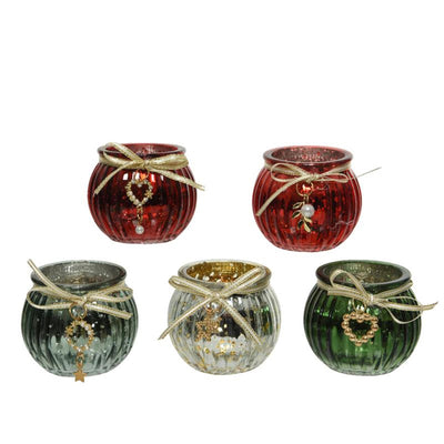 Verre porte-bougie Decoris avec pendentif en strass