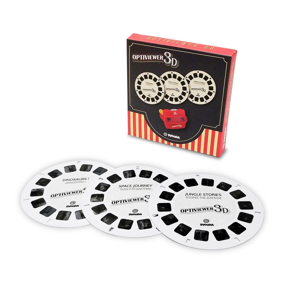 Ensemble de disques optiviewer 3D. dinosaure, jungle